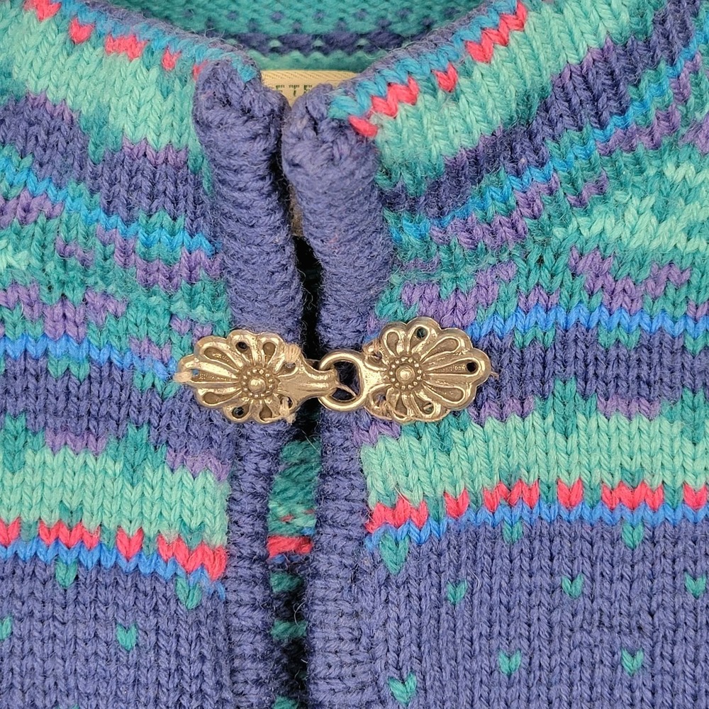 Vintage Stowe Woolens Sweater Womens Large Blue Wool Nordic USA Made - Picture 4 of 9